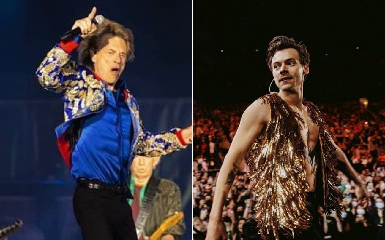 Montagem com Mick Jagger e Harry Styles em shows