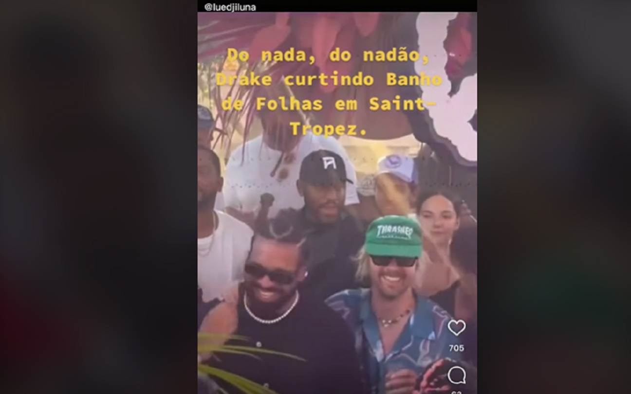 Drake dança música de Luedji Luna em balada de Saint-Tropez