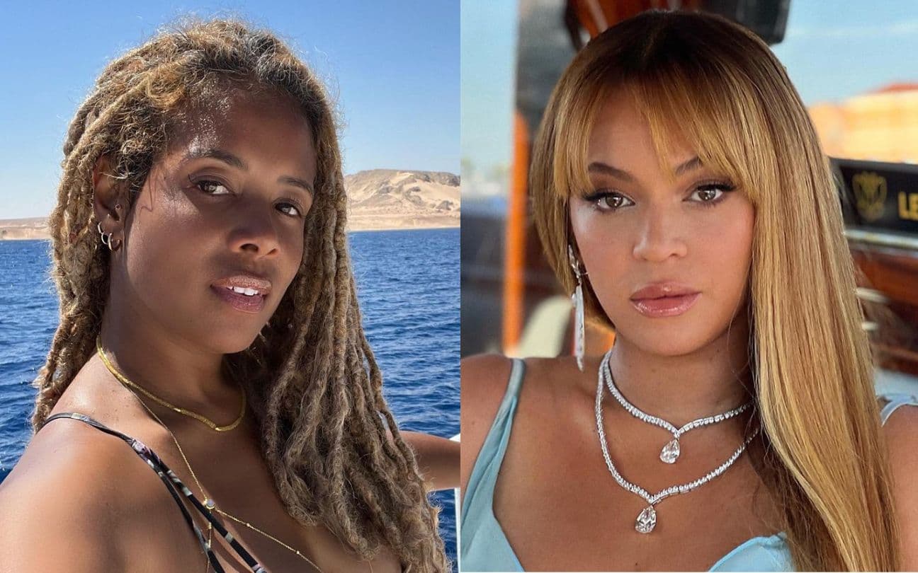 Montagem com selfies de Kelis e Beyoncé