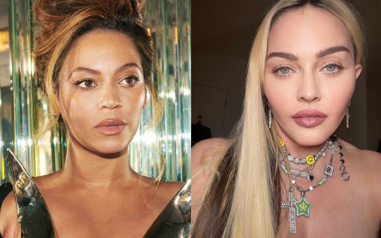 Montagem com retratos de Madonna e Beyoncé