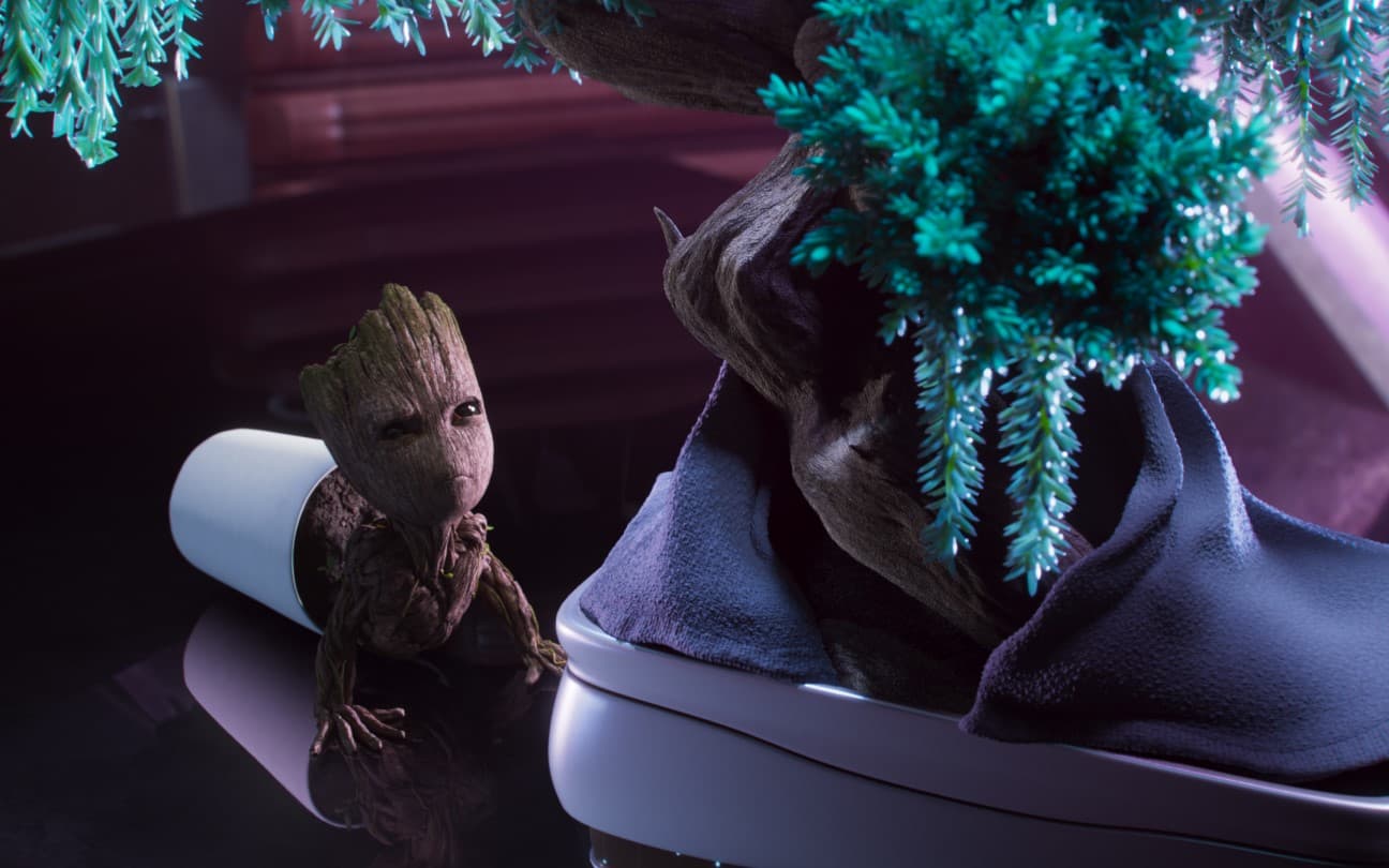 Membro dos Guardiões da Galáxia em cena de Eu Sou Groot