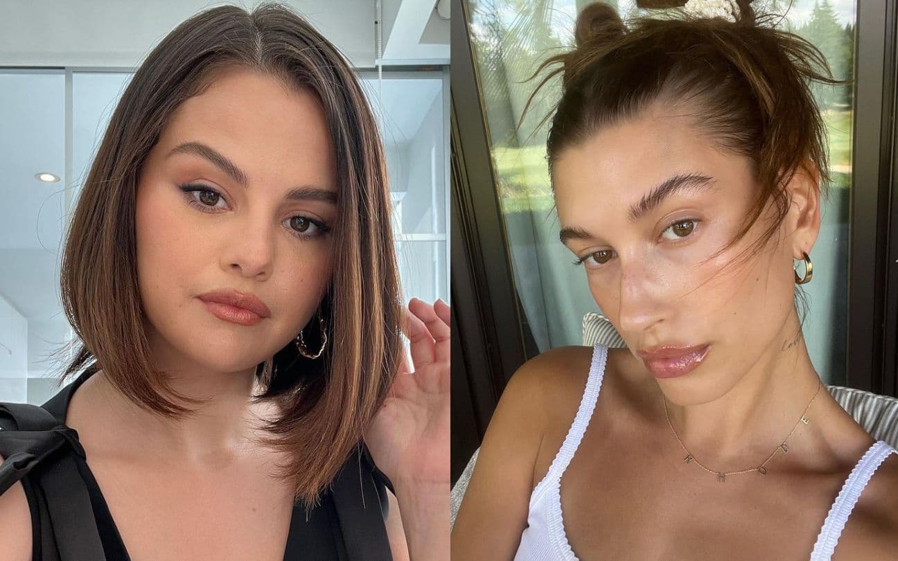 Montagem com Selena Gomez e Hailey Bieber