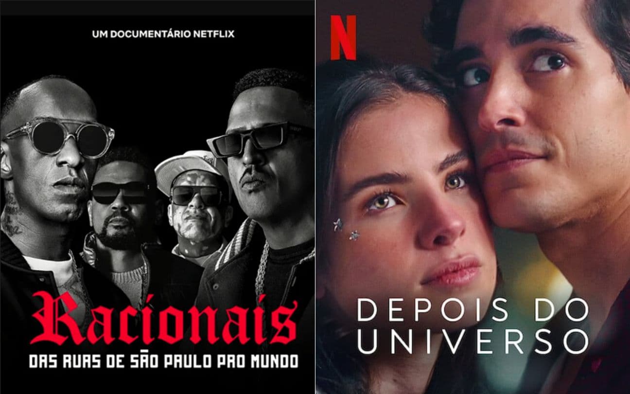 Cartazes dos filmes da Netflix com Racionais e Giulia Be