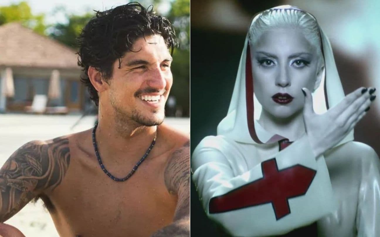 Montagem com Gabriel Medina e Lady Gaga