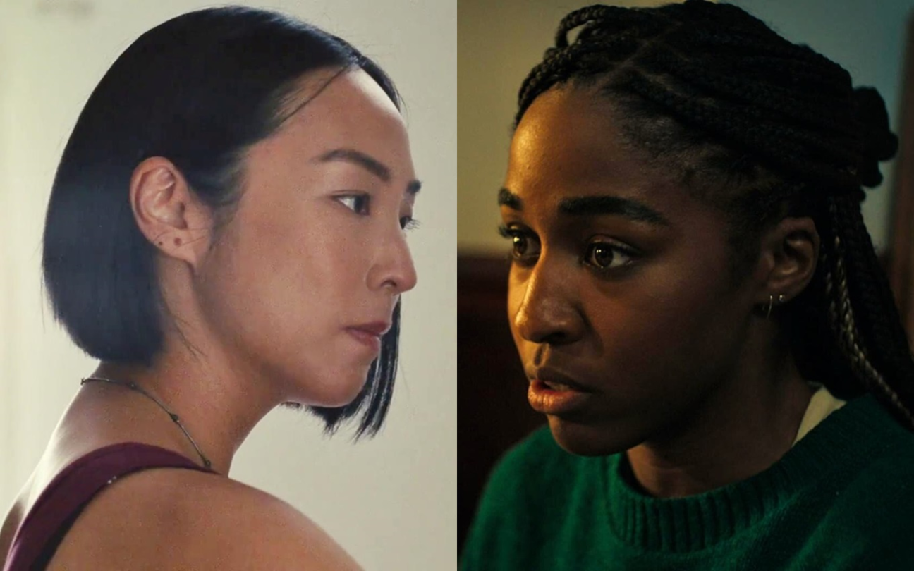 Montagem com Greta Lee e Ayo Edebiri, as melhores atrizes de 2023