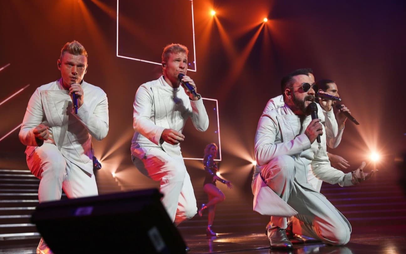 Os Backstreet Boys durante um show