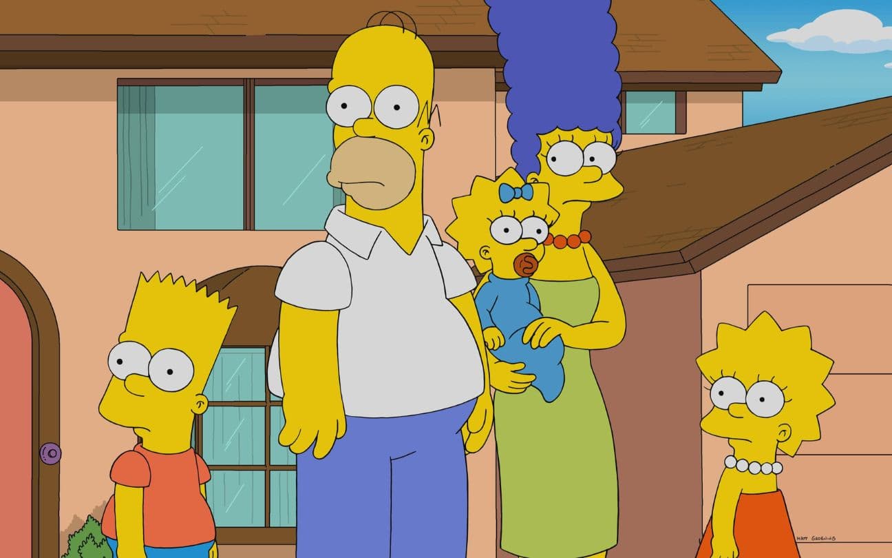 Bart, Homer, Meggie, Margie e Lisa em cena de Os Simpsons
