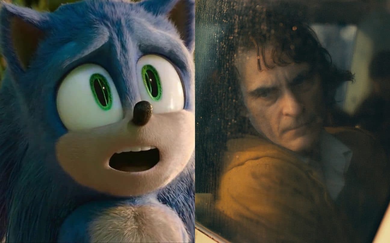 Montagem de Sonic e Coringa, filmes que vão ganhar continuações em 2024