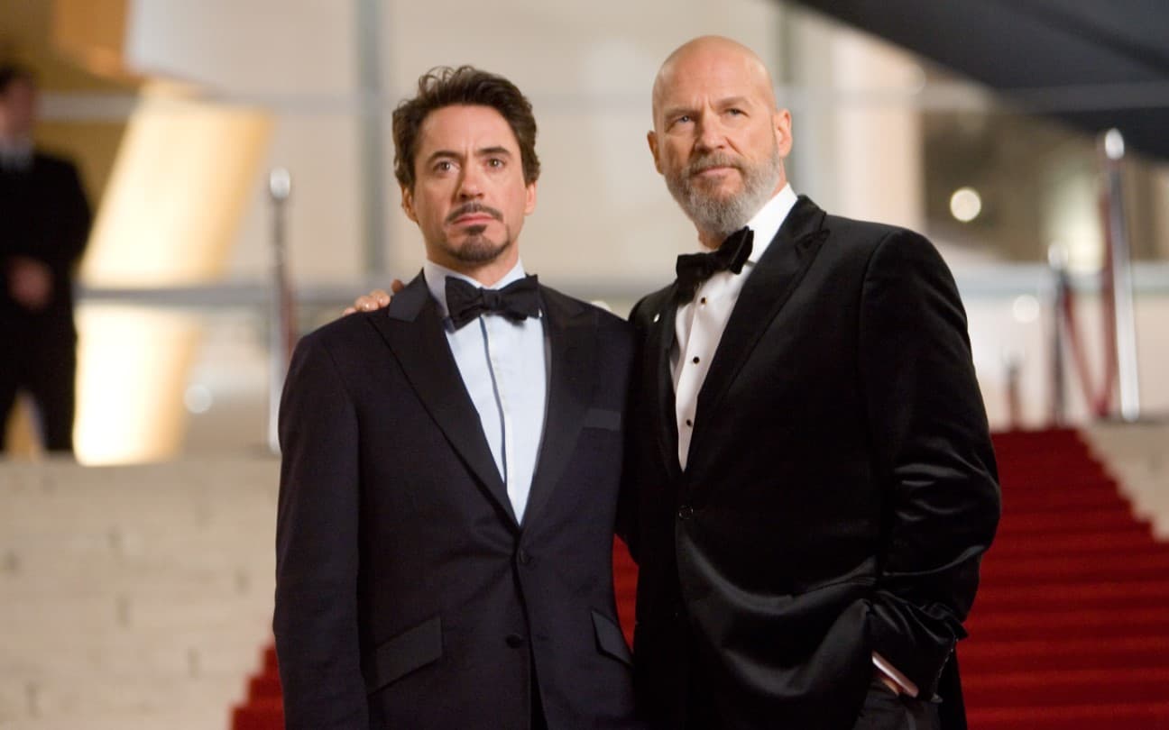 Robert Downey Jr. e Jeff Bridges em cena de Homem de Ferro