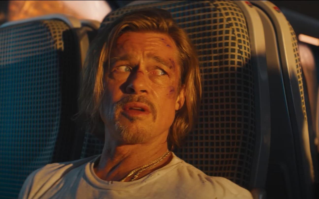 Brad Pitt em cena de Trem Bala
